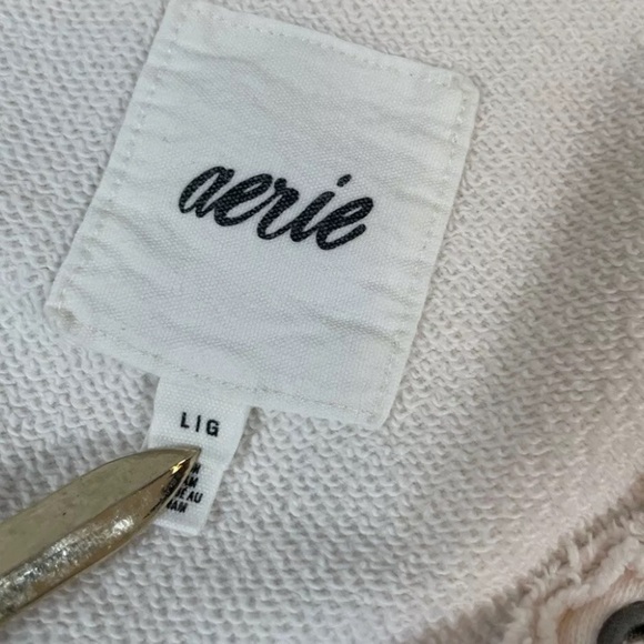 Real Good Aerie oversized lace up crew sweatshirt Pale Pink Woman’s Size L cute - Picture 4 of 16